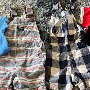 Striped and Checkered Baby Overalls Set